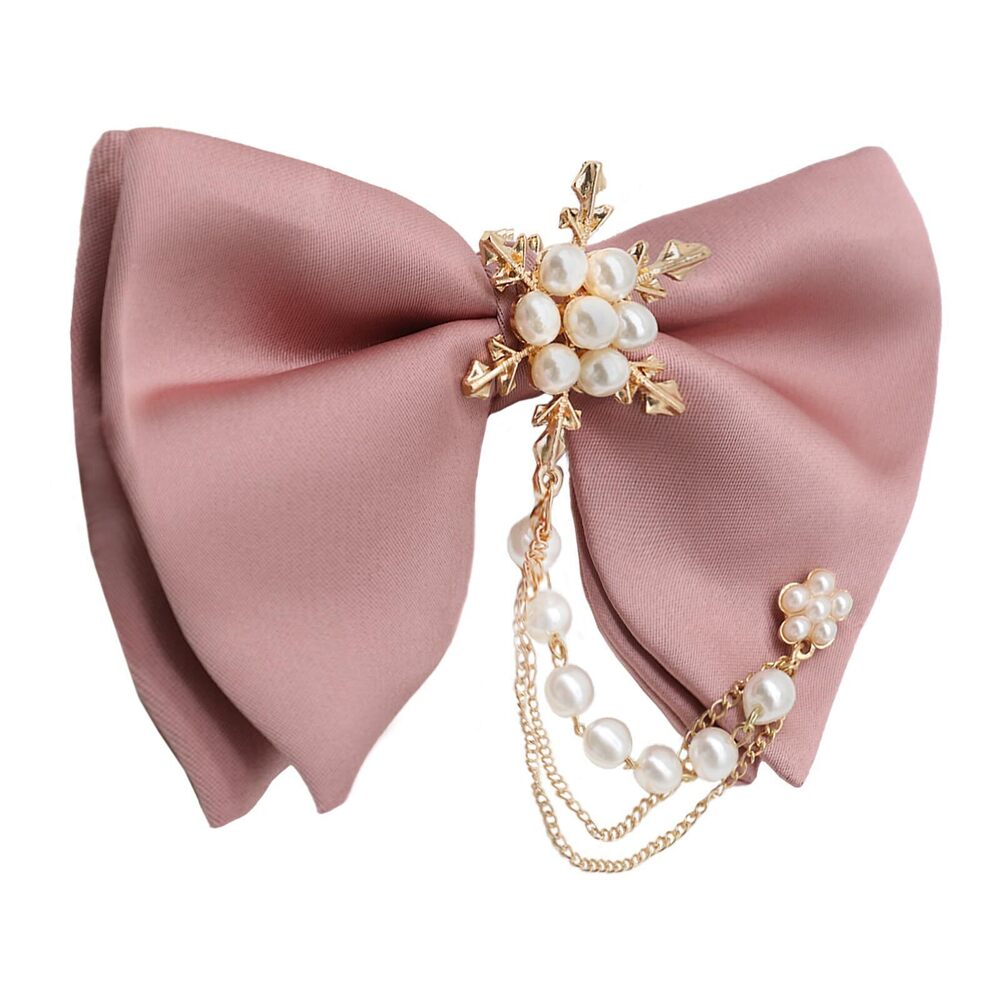 2162 Oversized Bow Ties Detachable Pre Tied Bow Tie With Pearl Decoration